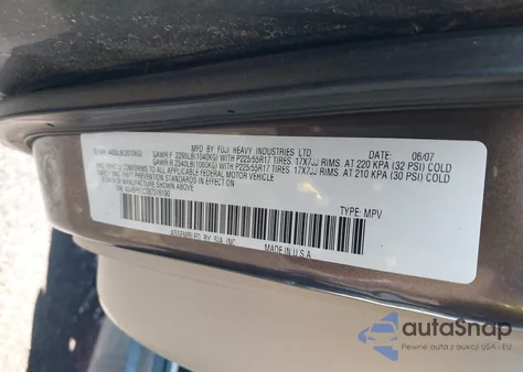 2008 Subaru Outback 2.5I/2.5I L.l. Bean Edition z USA, uszkodzony, nr VIN 4S4BP61C087316190